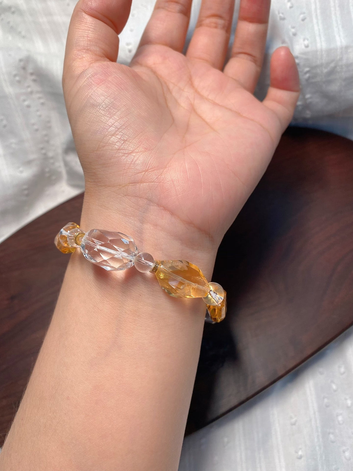 Clear Quartz Citrine Crystal Bracelet