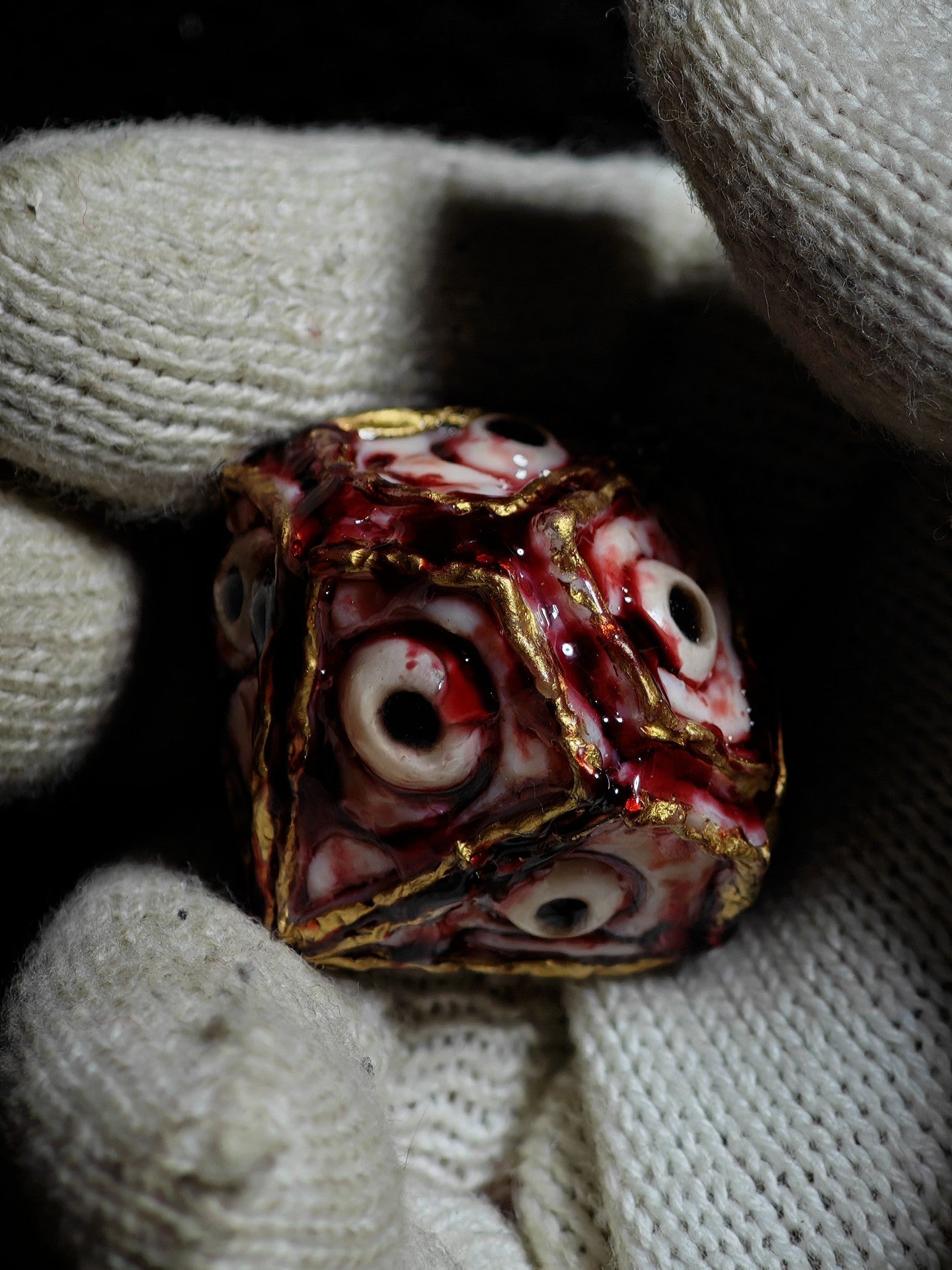Cthulhu Organic Texture Polyhedral Custom Dice with Eye Motifs