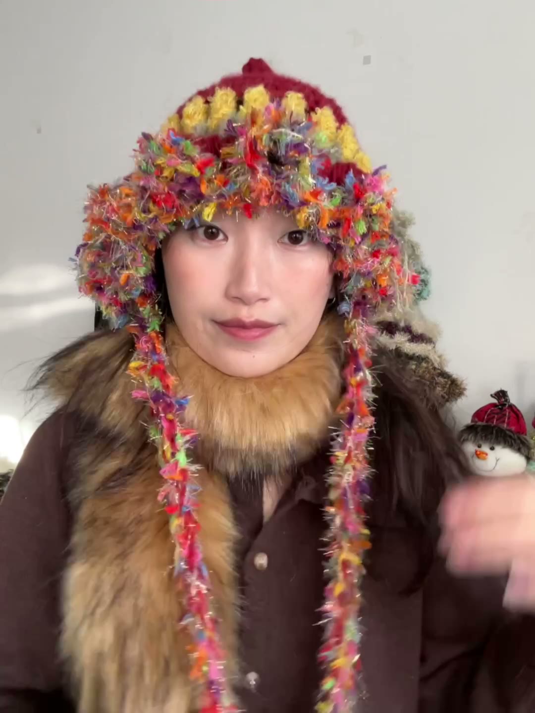Hand Crocheted Pointed Hat with Ear Flaps