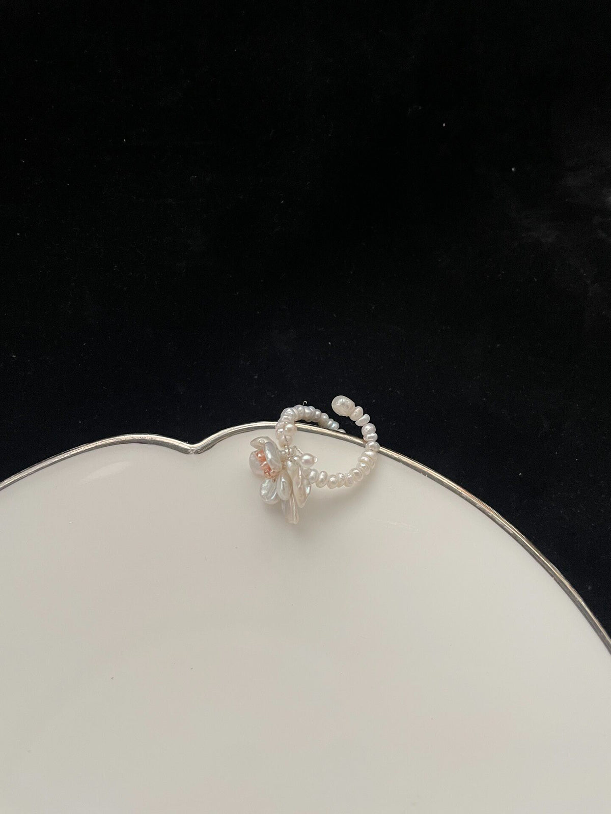 Natural Pearl Butterfly Flower Ring