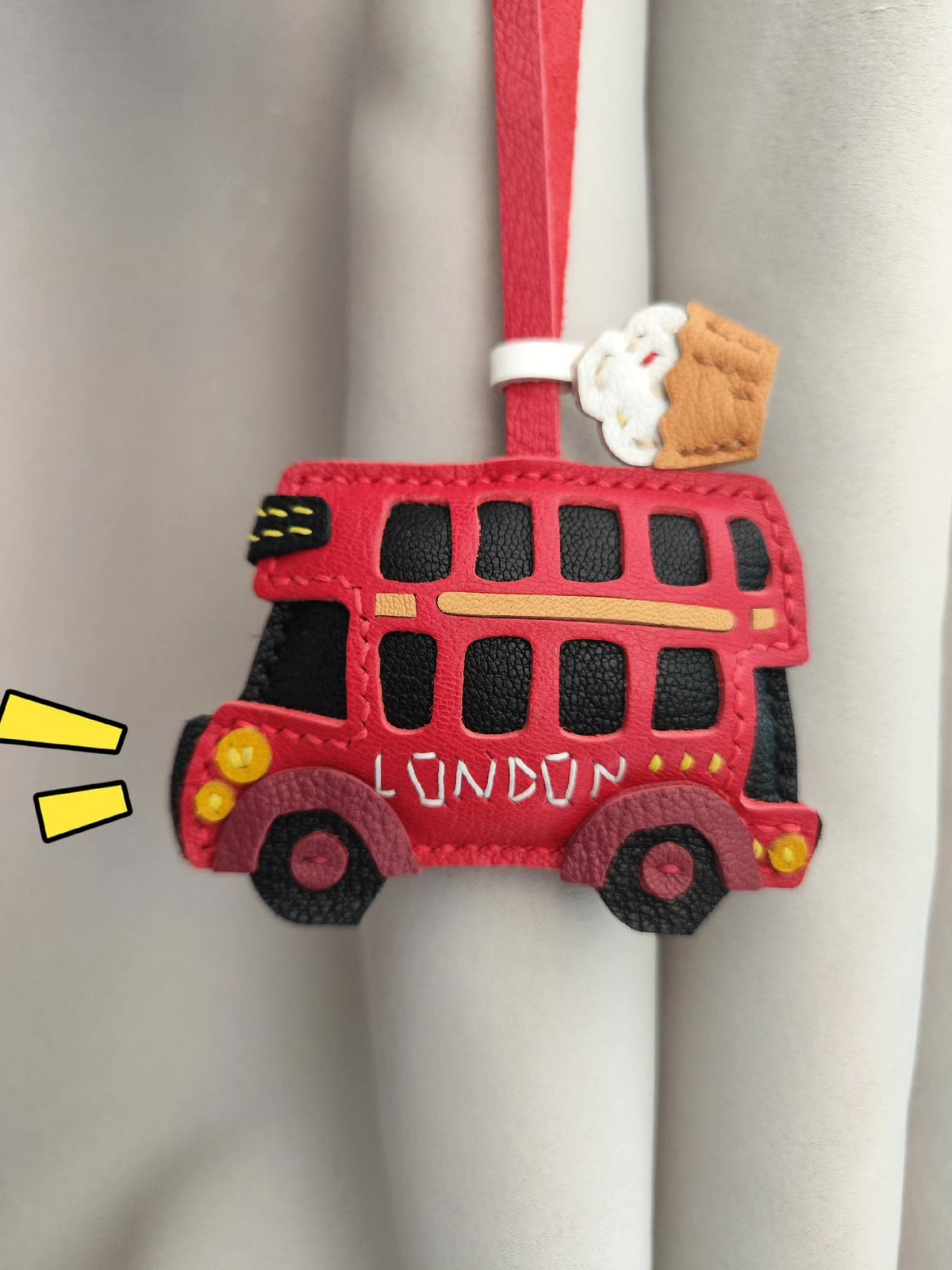 London Bus Leather Keychain Pendant