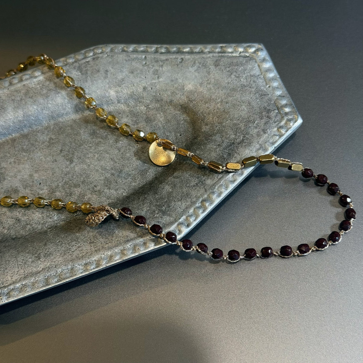 Double Wrap Beaded Bracelet Burgundy Mustard