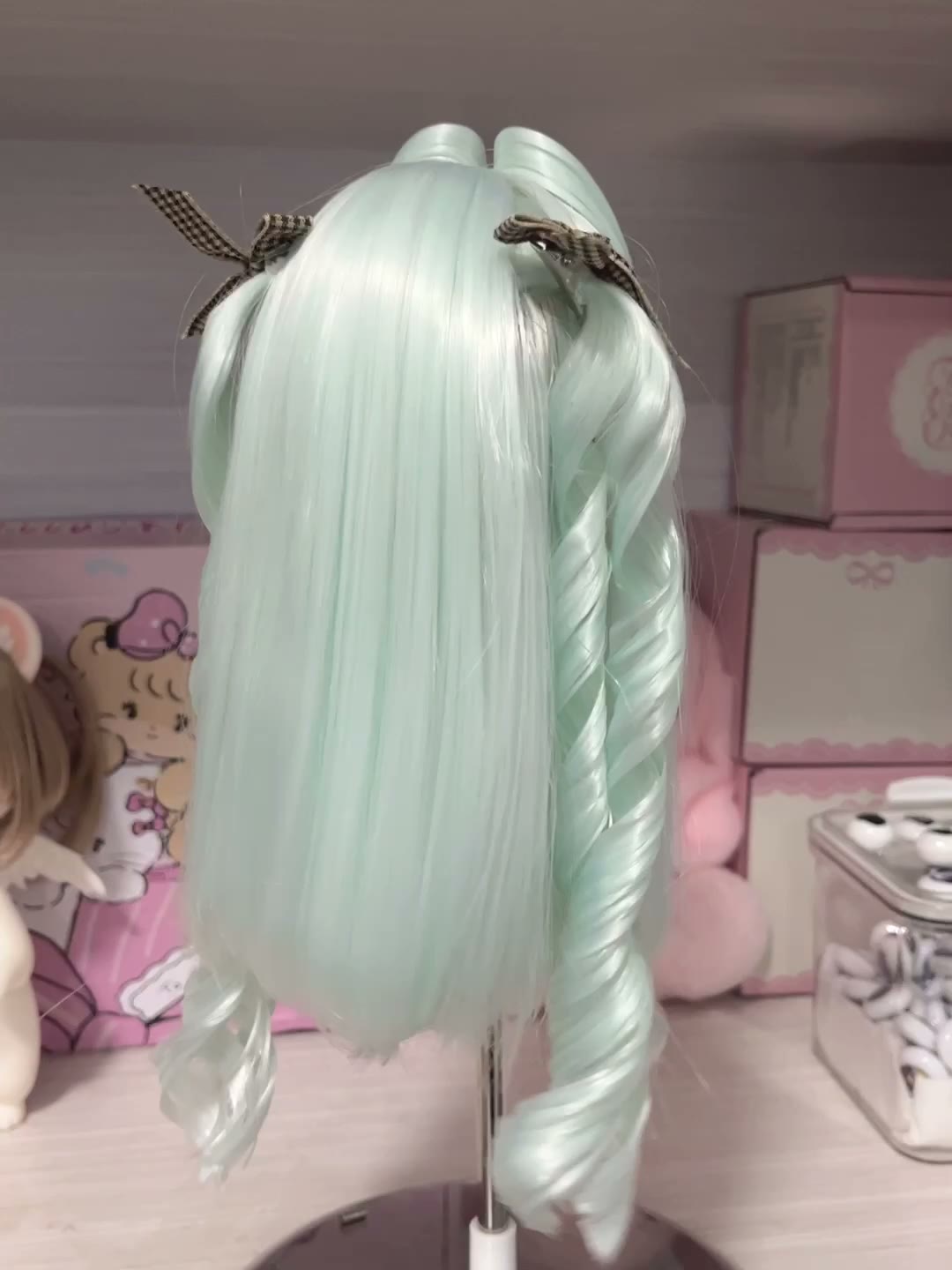 Mint Green Twin Tail Doll Wig