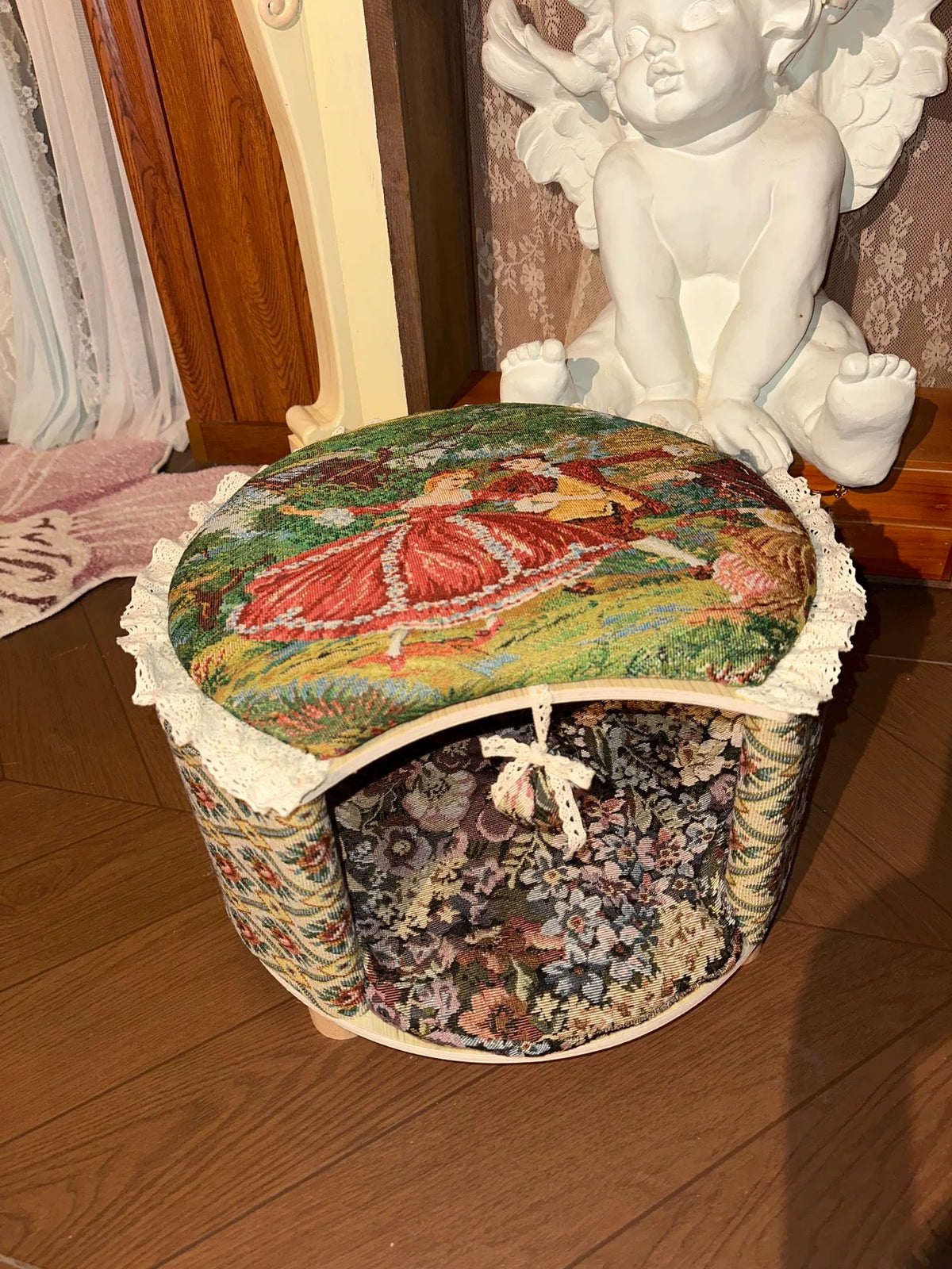 French Vintage Pet Stool Storage Ottoman