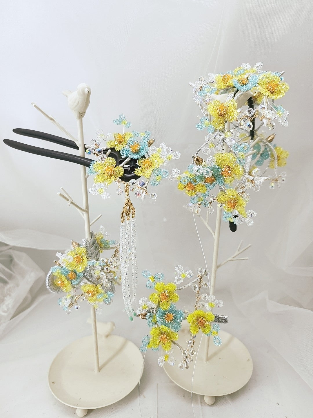 Crystal Flower Hair Clip Set
