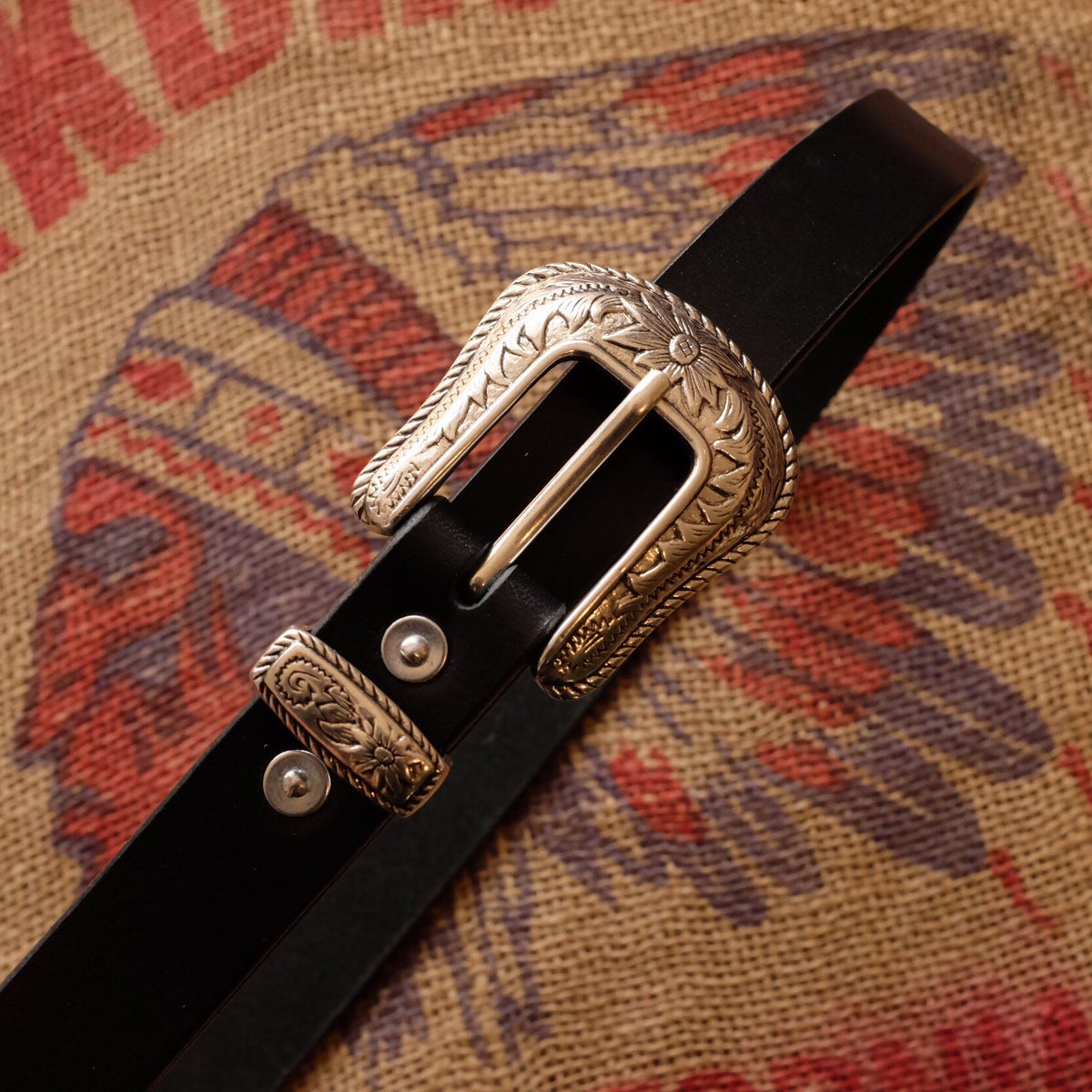 Leather Belt with Antique Silver Buckle