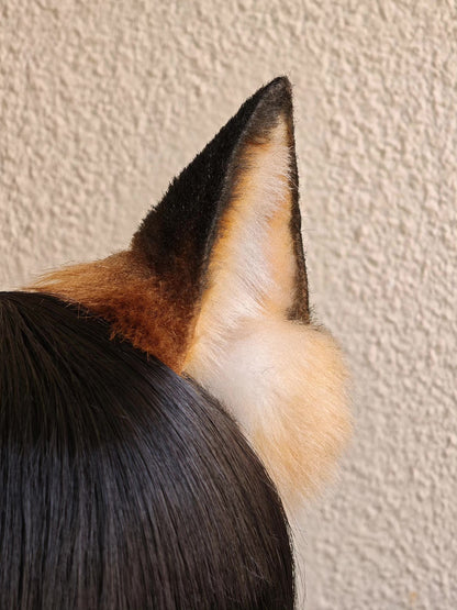 Handmade Red Fox Ears, Realistic Faux Fur, 9cm Height
