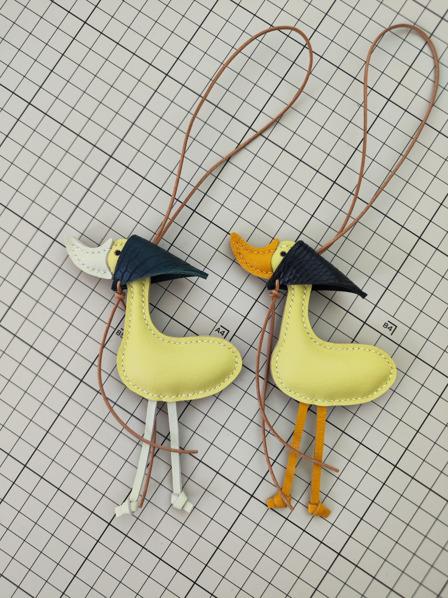 Handmade Leather Lucky Duck Keychain Bag Charm