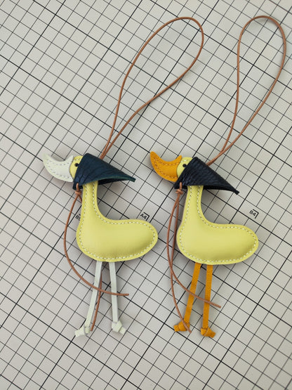 Handmade Leather Lucky Duck Keychain Bag Charm