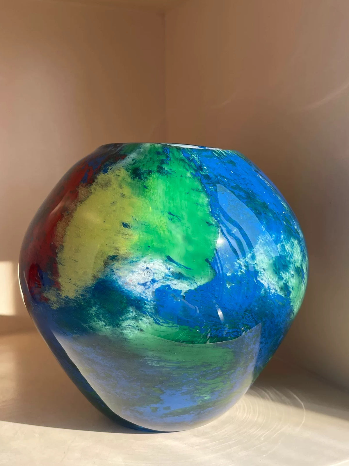 Multicolor Art Glass Globe Vase 15 cm