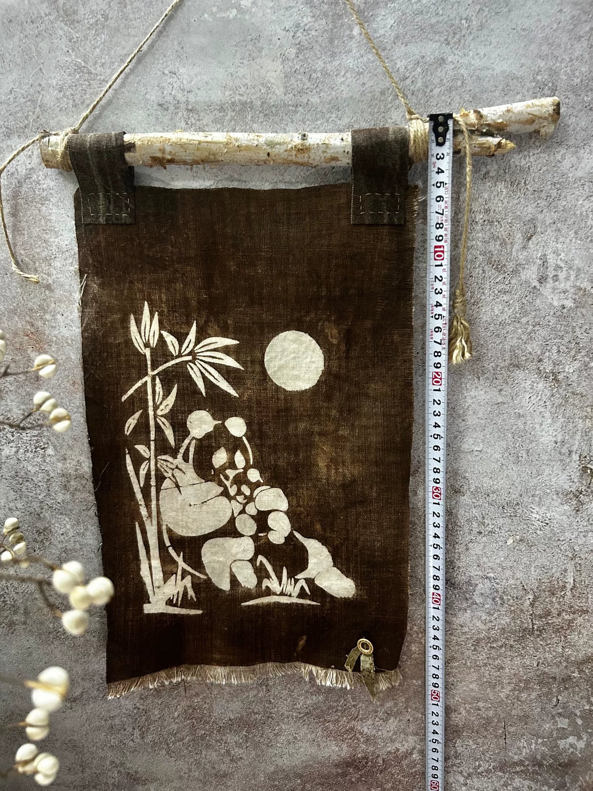Met persimmon geverfde Panda Bamboe maan Wandhanger