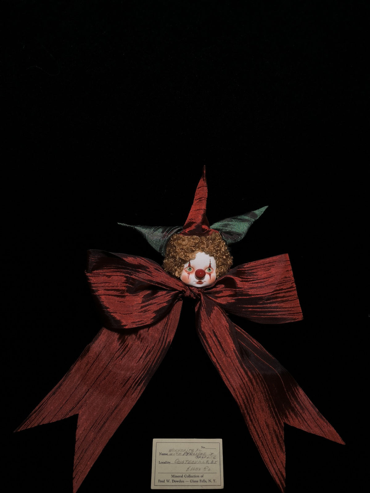 Pierrot Clown Christmas Brooch Ceramic Head