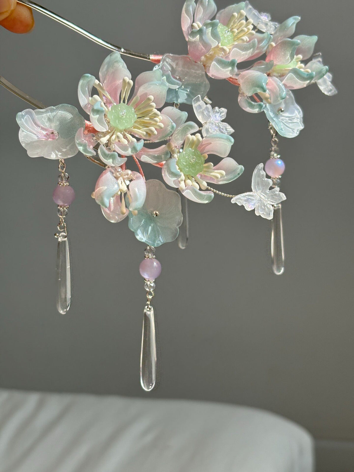 Lotus Grace Glazed Glass Hair Fork