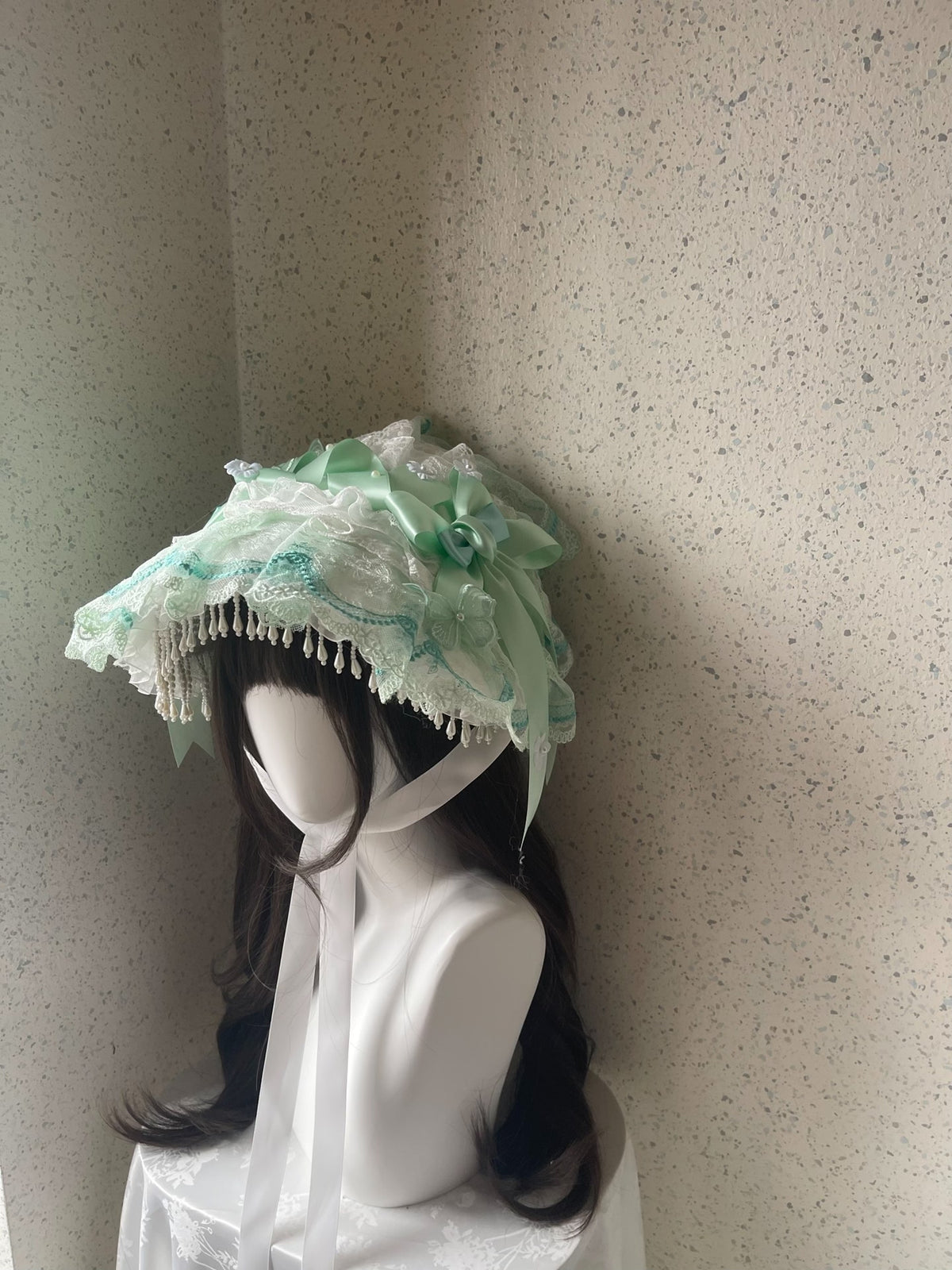 Mint Green Lace Lolita Bonnet Hat