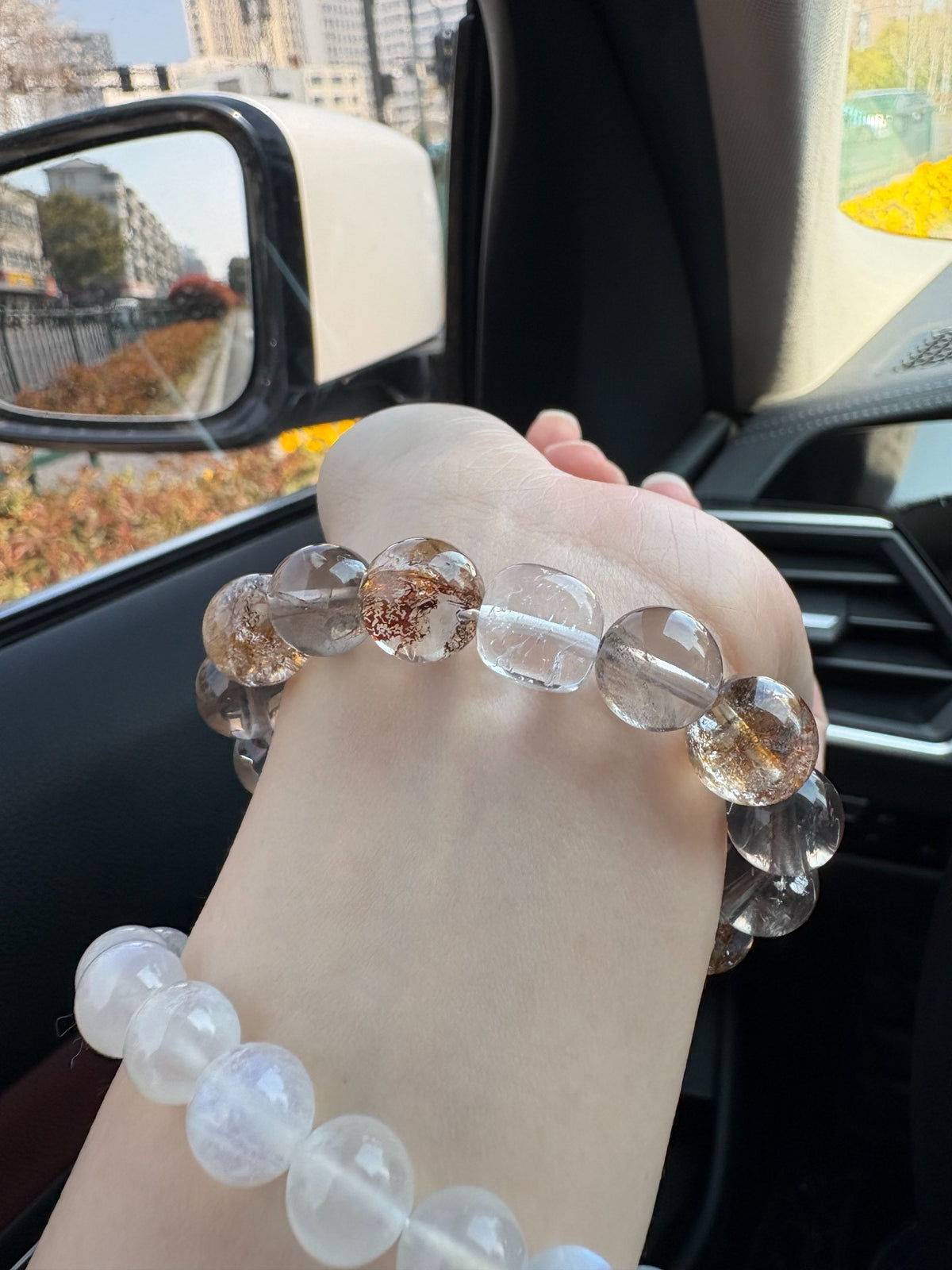 Smoky Quartz Gold Foil Crystal Bracelet