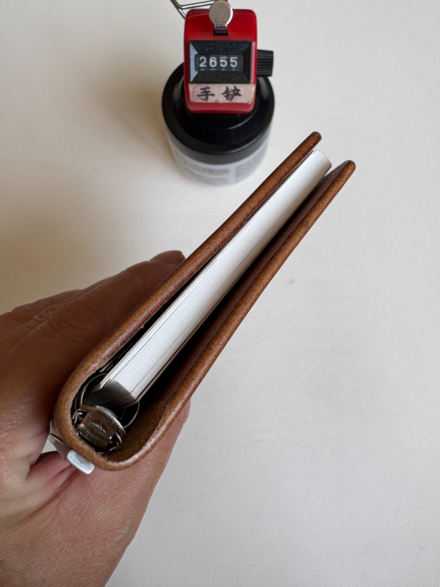 A7 Buttero Leather Ring-Bound Notebook Cover with Steel Back Plate