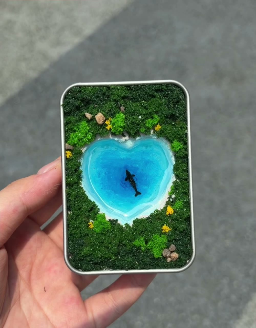Metal Diorama Box with Whale Scene