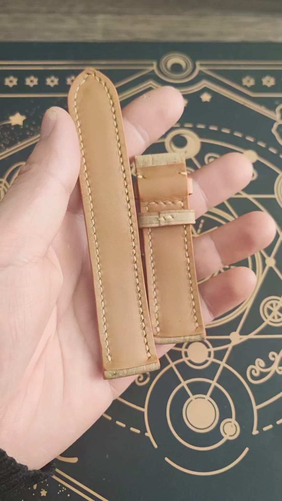 Ostrich Leather Watch Strap 22-20mm Hand Stitched