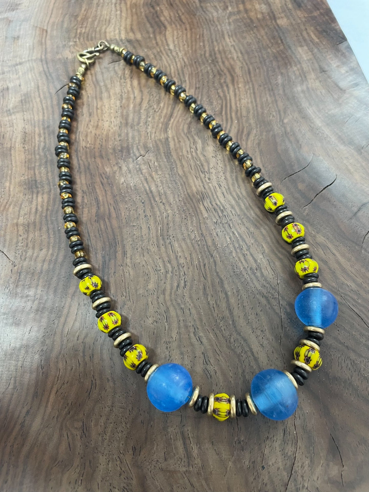 Nepalese Glass Beaded Necklace with Copper Spacers