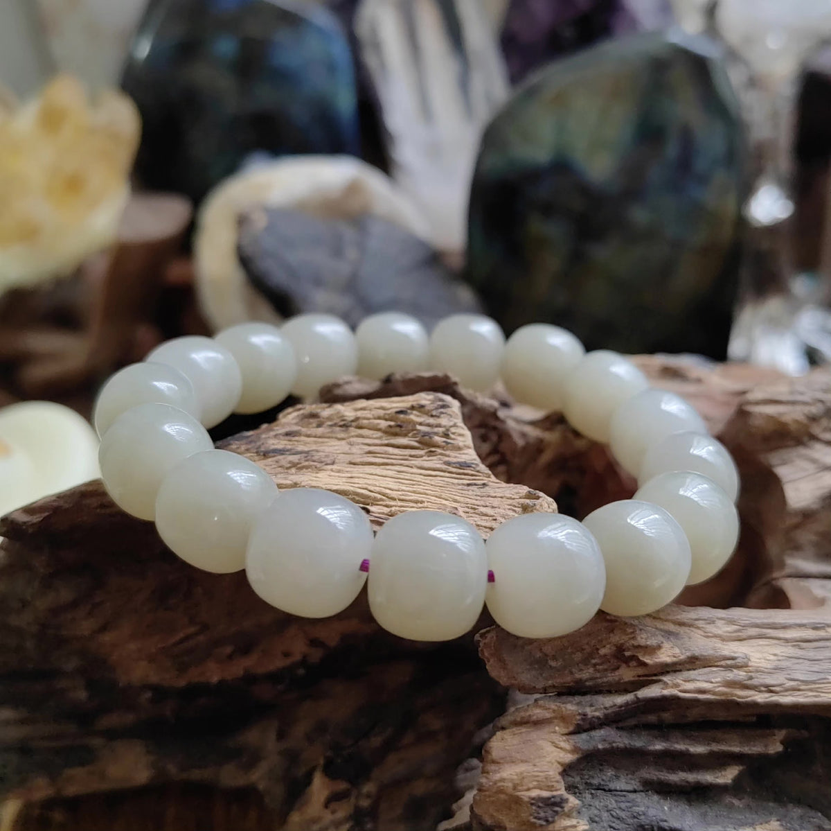 Pulseira Vintage de Jade de Hetian Roxo Fumado