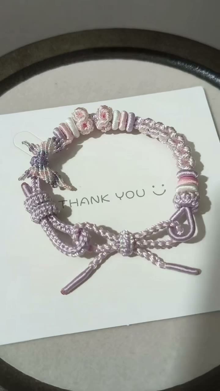 Handwoven Lavender Bracelet with Floral Charm