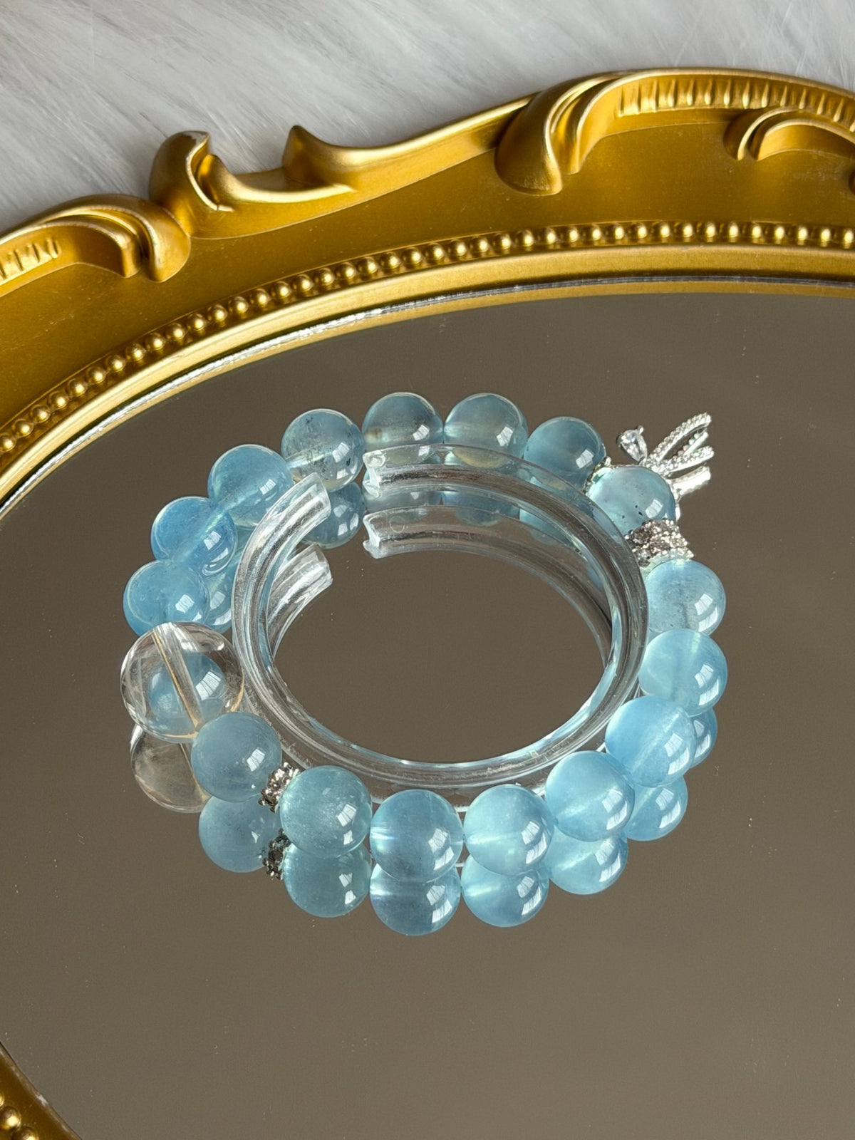 Natural Crystal Aquamarine Beaded Bracelet Design