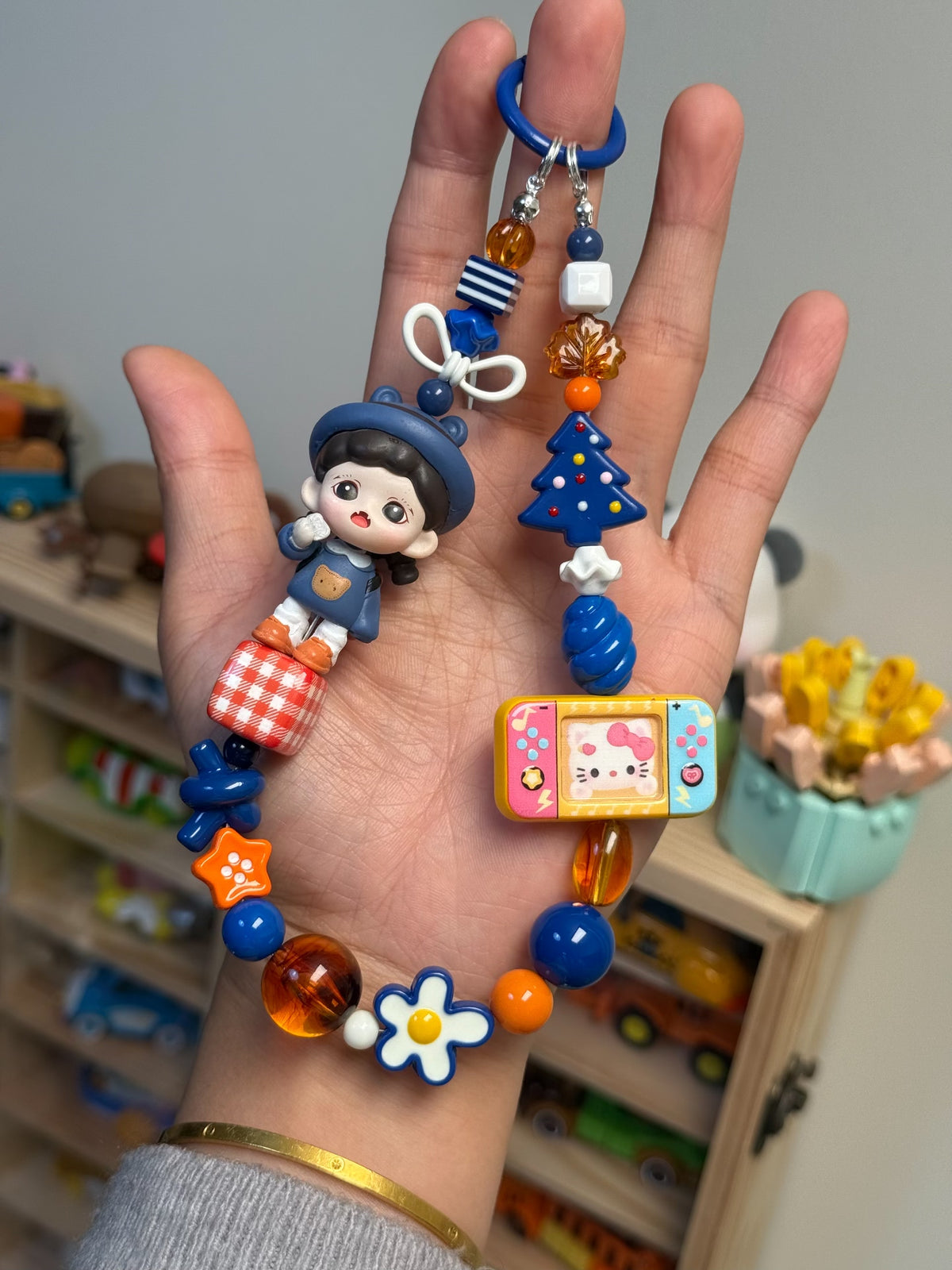 Beaded Doll Phone Strap Bag Charm Keychain