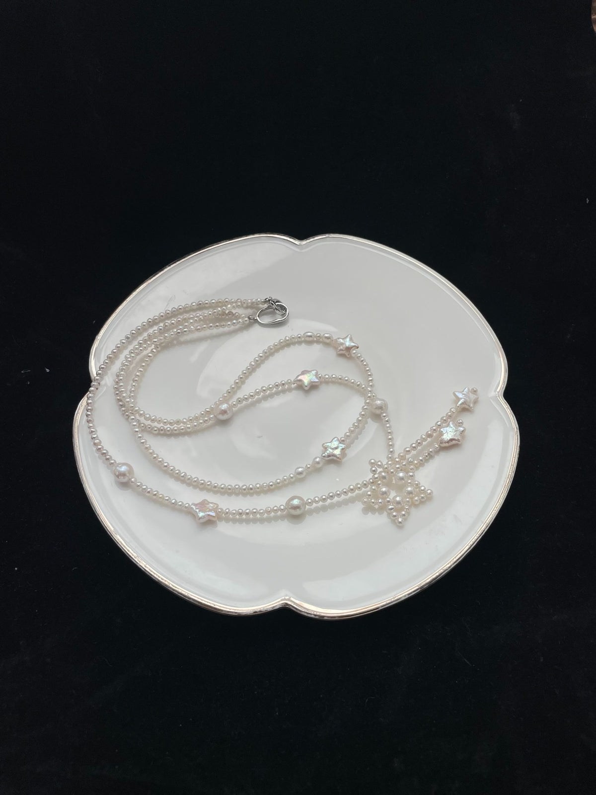 Natural Pearl Double Layer Star Pendant Necklace