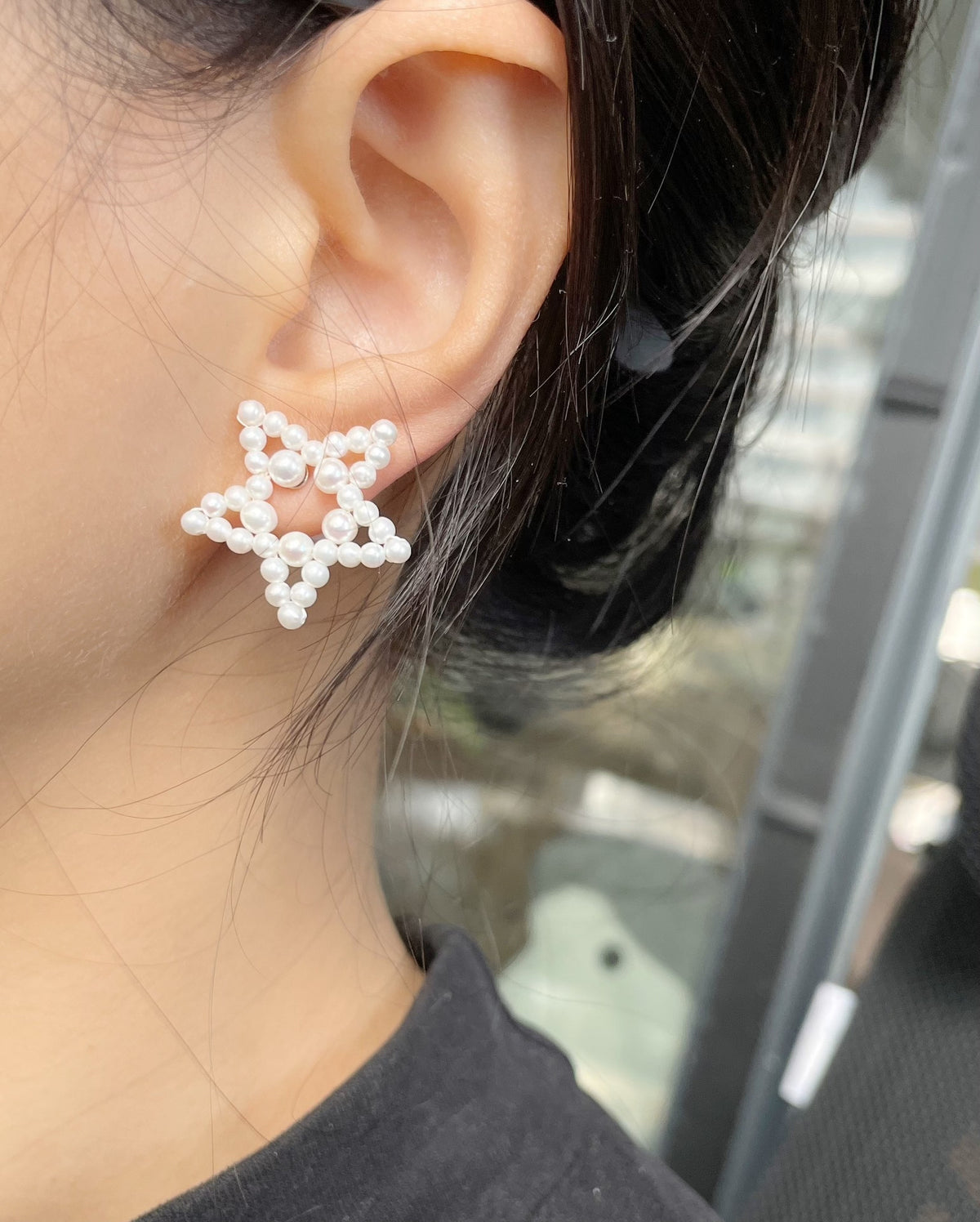 Pendientes de estrella de perlas naturales