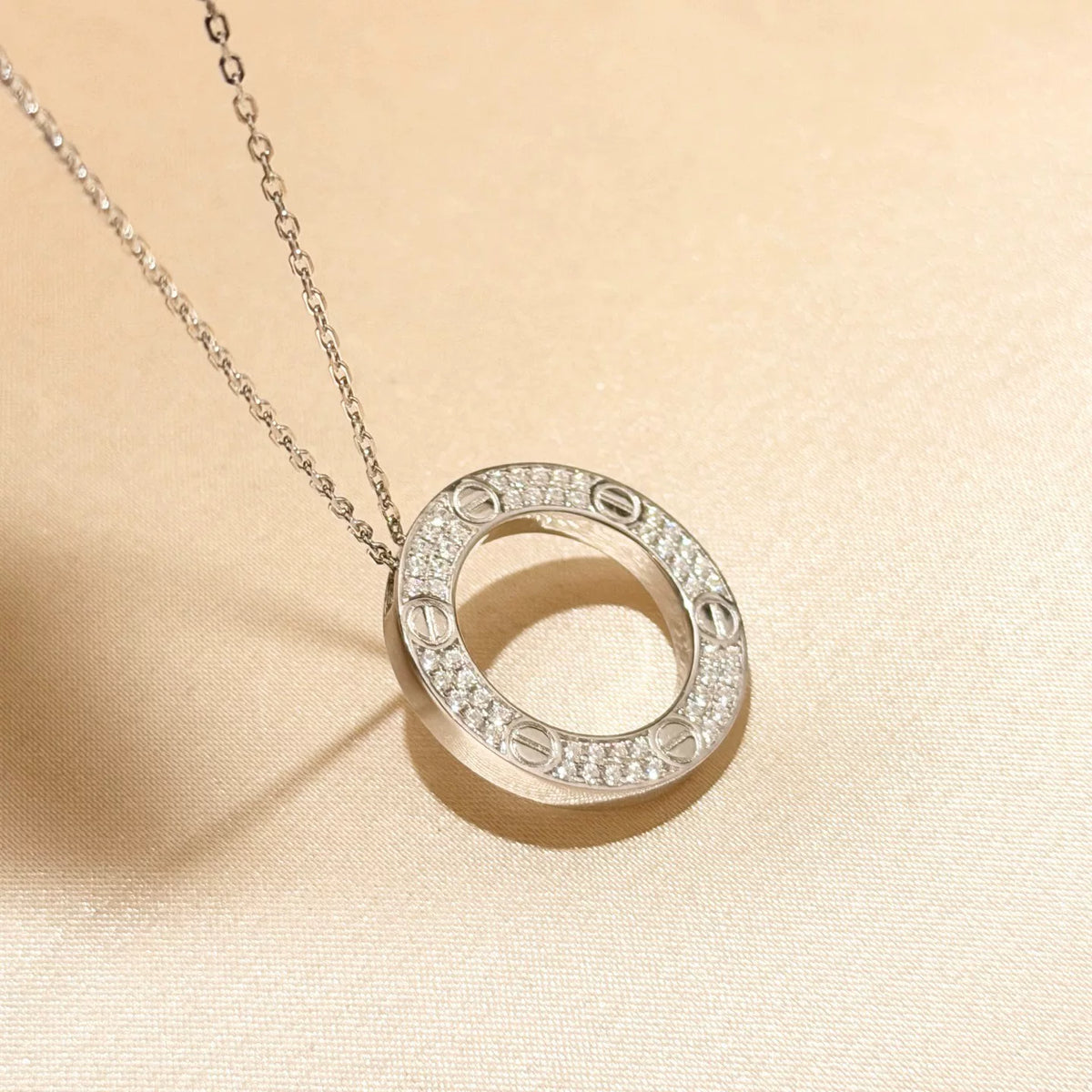 S925 Silver Full Diamond Circle Necklace