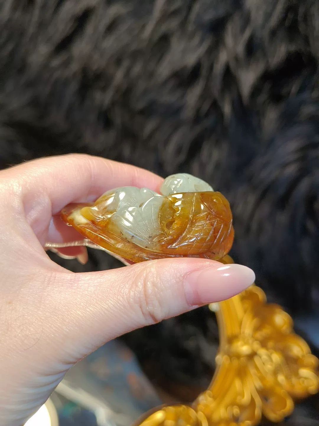 天然岫玉 魚躍龍門 手把件