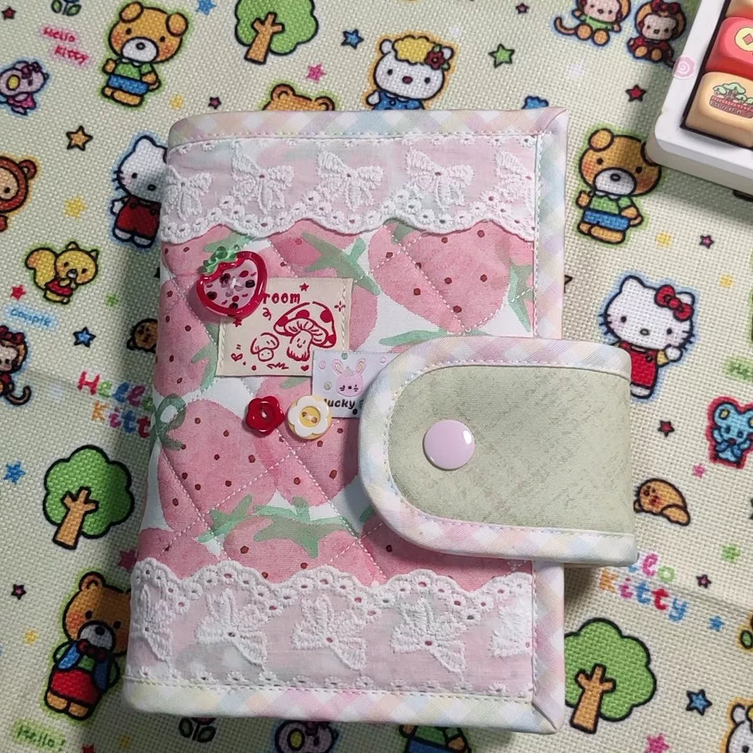 Handmade Quilted Strawberry A6 Notebook Cover