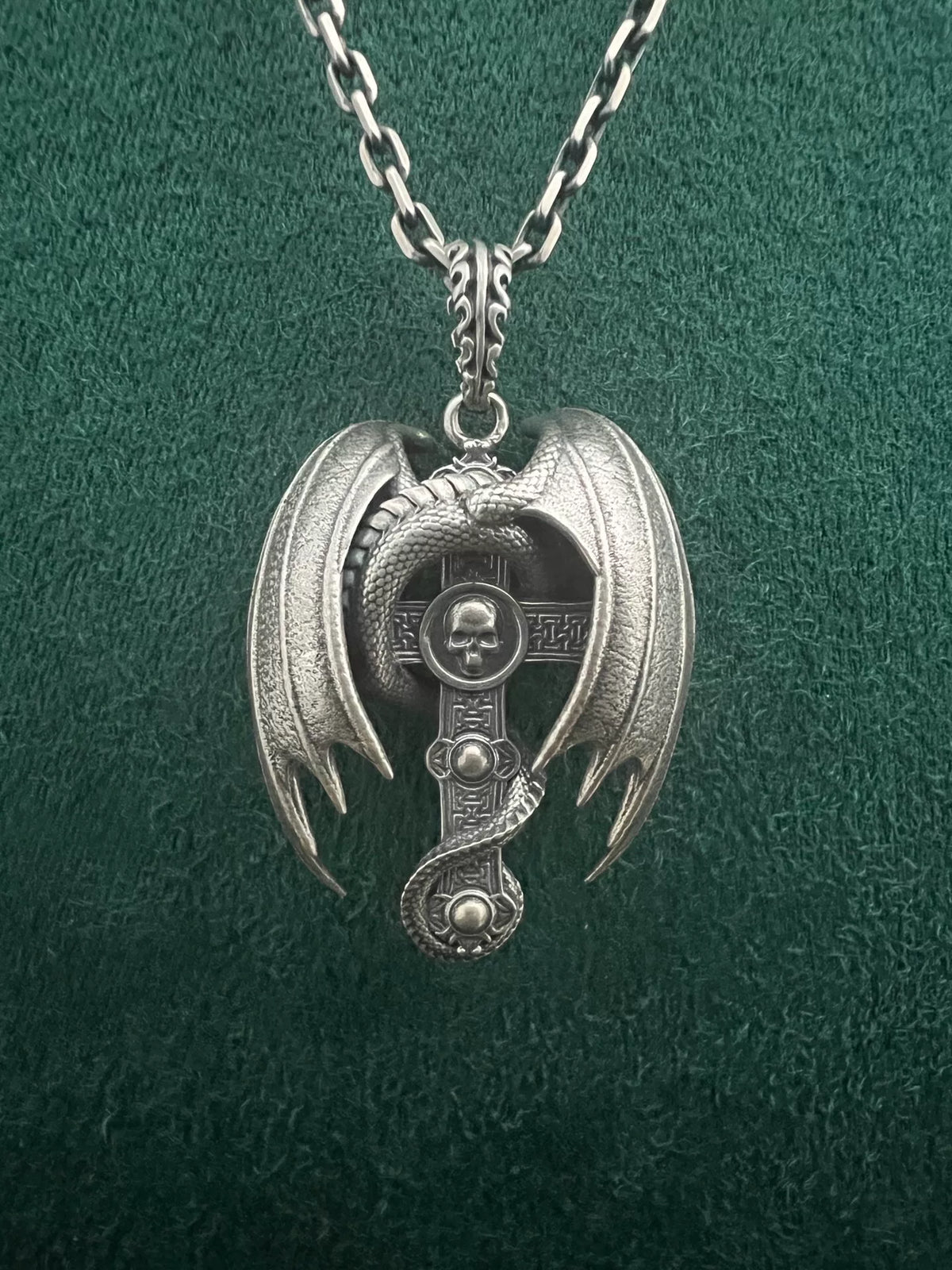 925 Zilver Dragon Skull Cross Hanger
