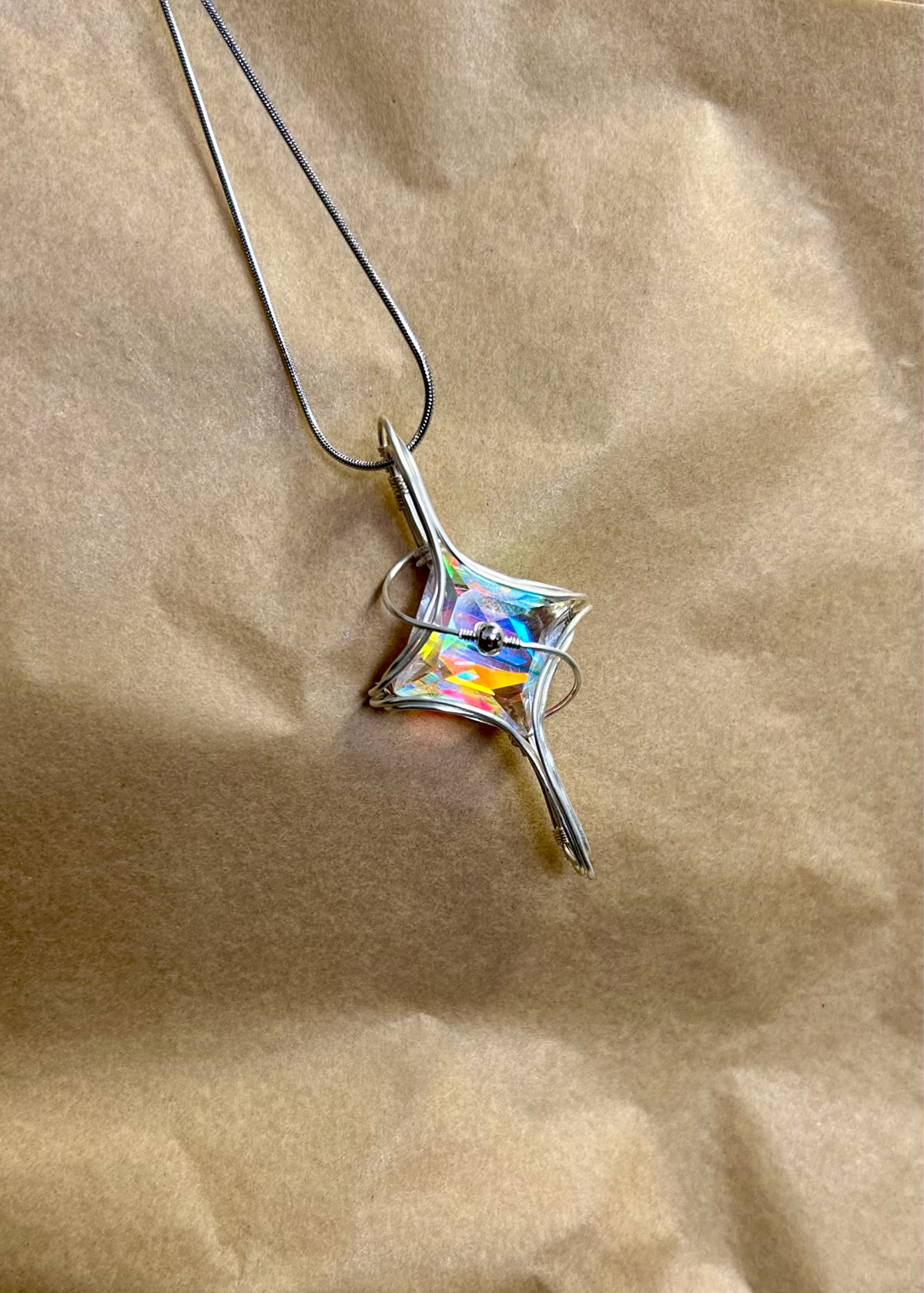Wire Wrapped Star Pendant Zircon