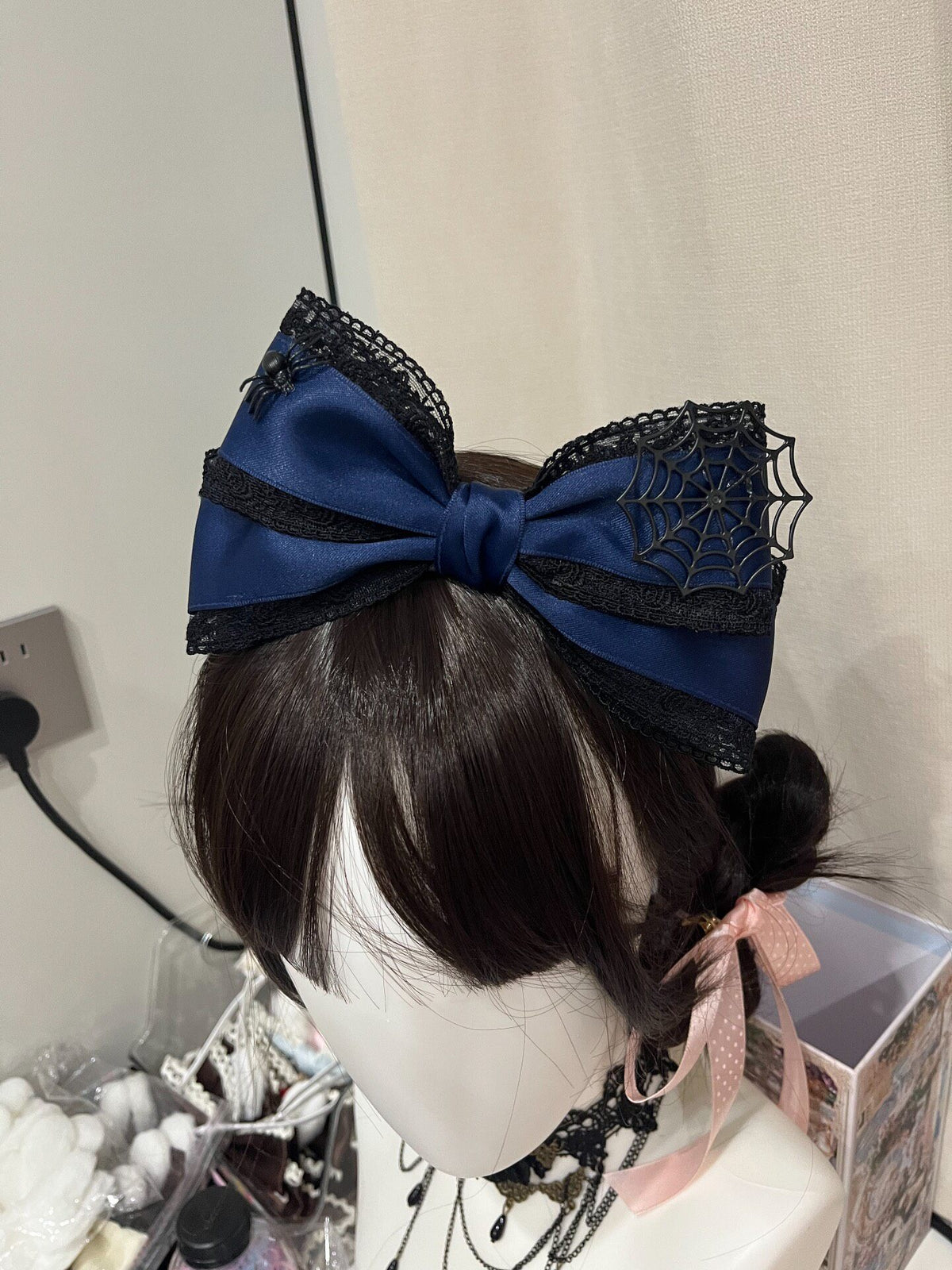 Navy Blue KC Headband with Spider Applique