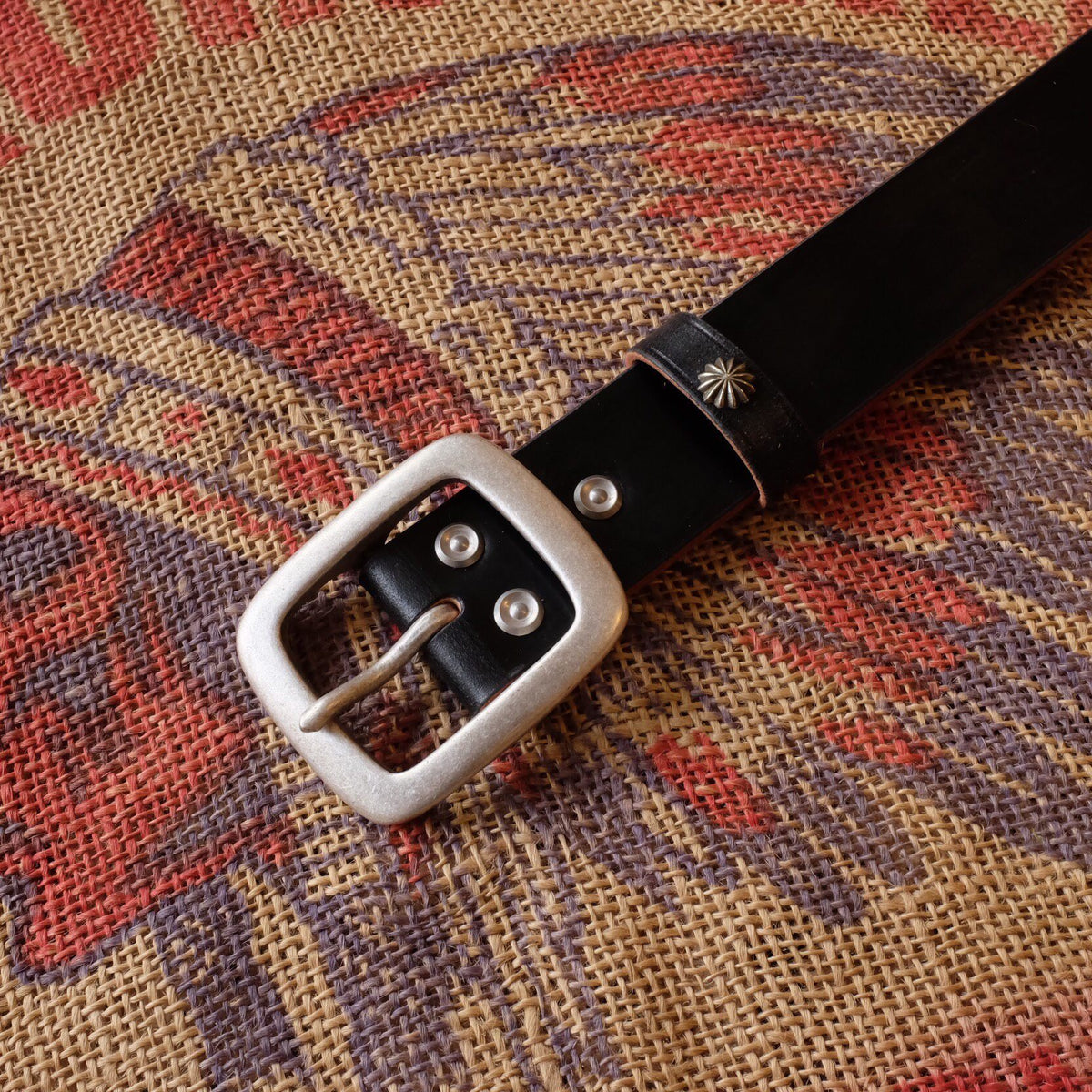 Heavy Duty Leather Belt with Silver Buckle