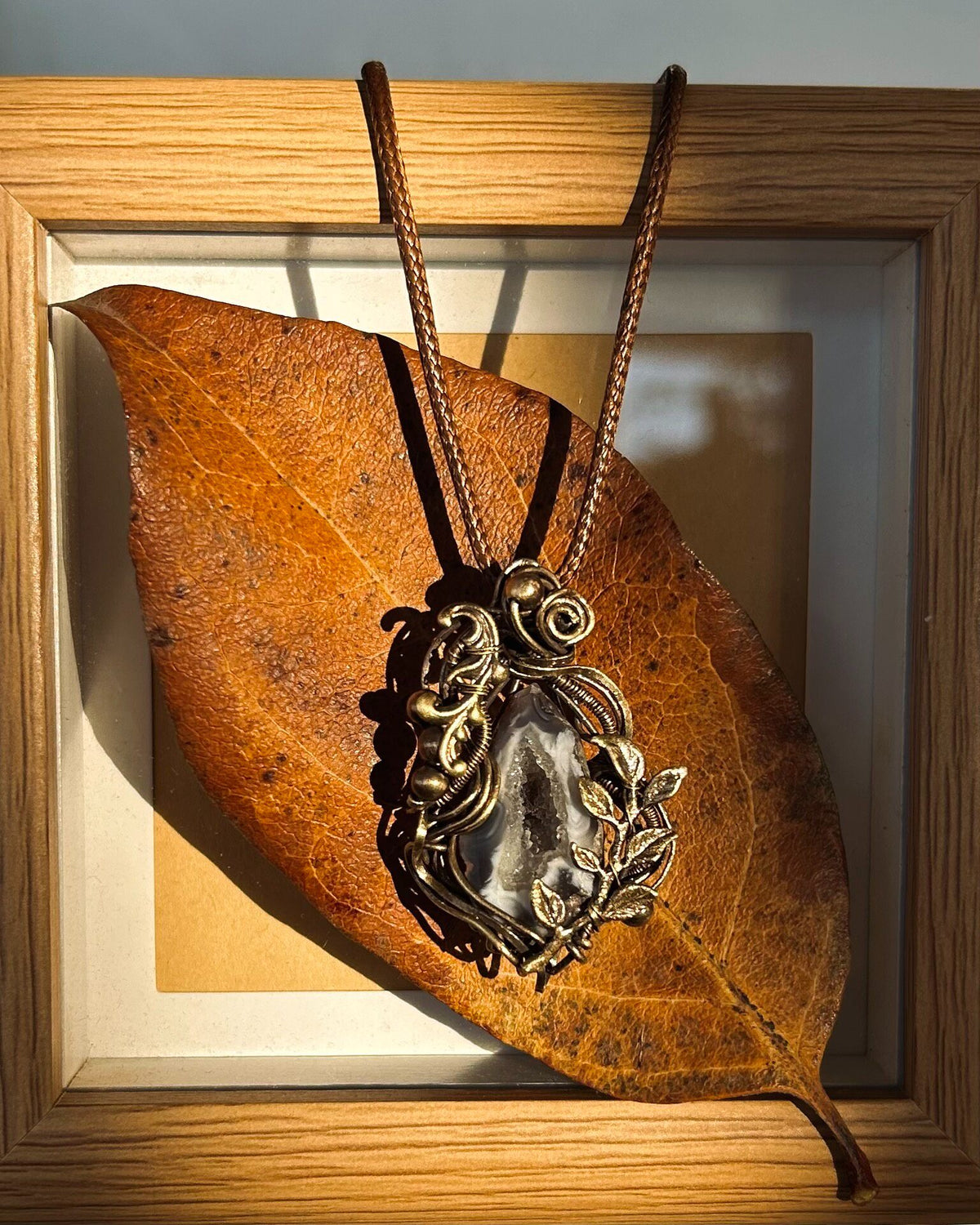 Agate Geode Pendant with Wire Wrap