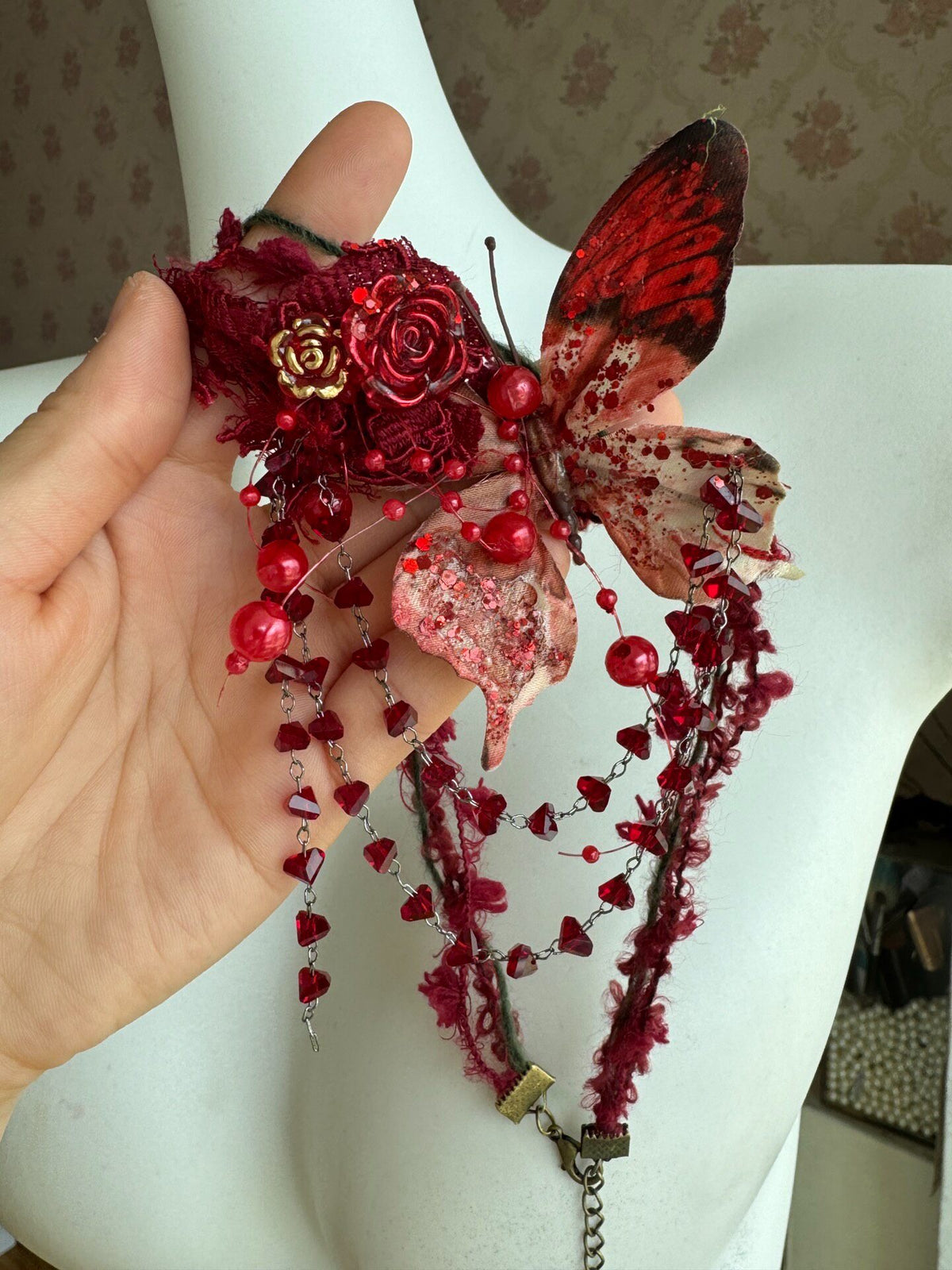 Handcrafted Butterfly Choker Necklace Dark Art