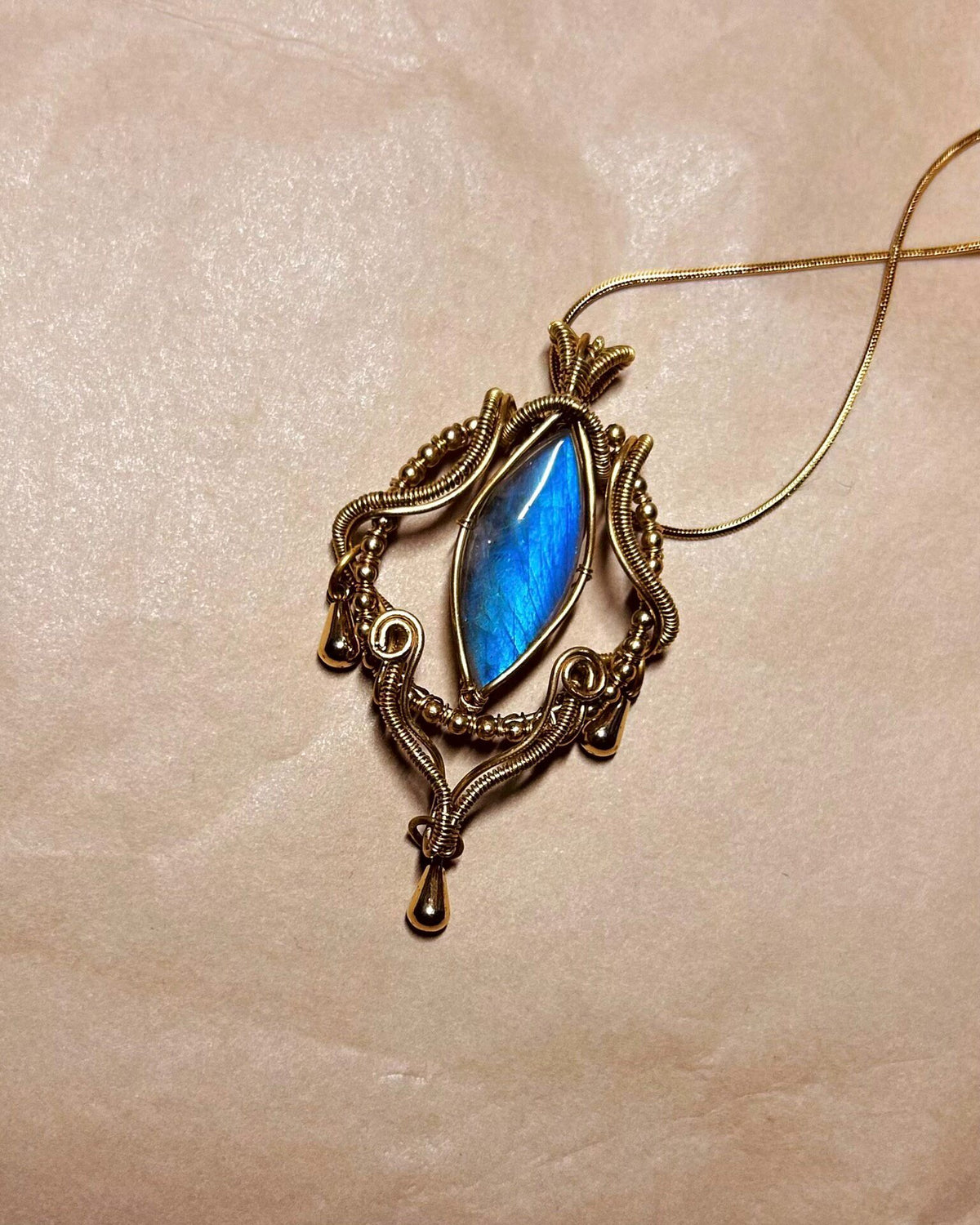 Wire Wrapped Labradorite Pendant Necklace