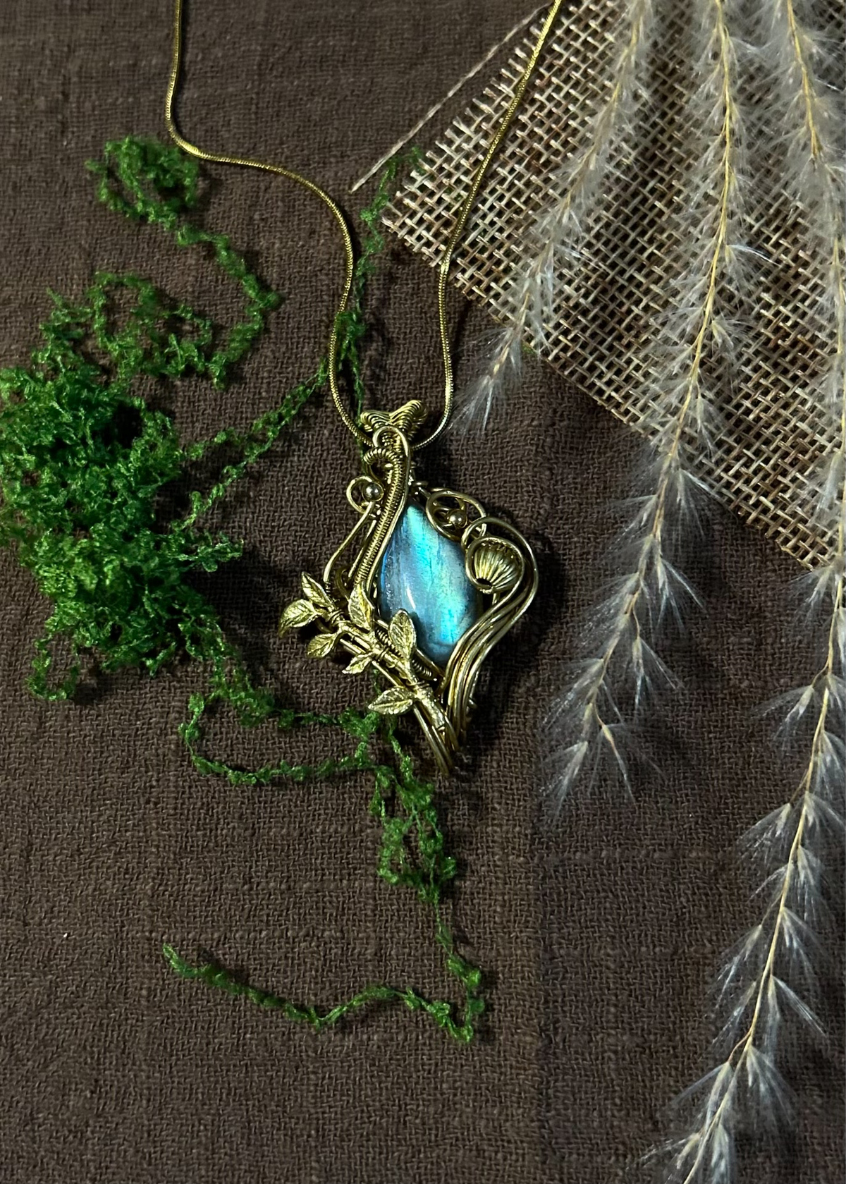 Labradorite Wire Wrapped Pendant Necklace
