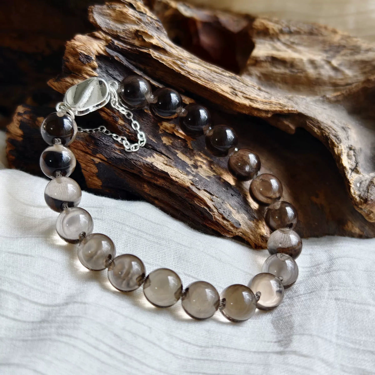 Tea Quartz Beaded Bracelet 9mm