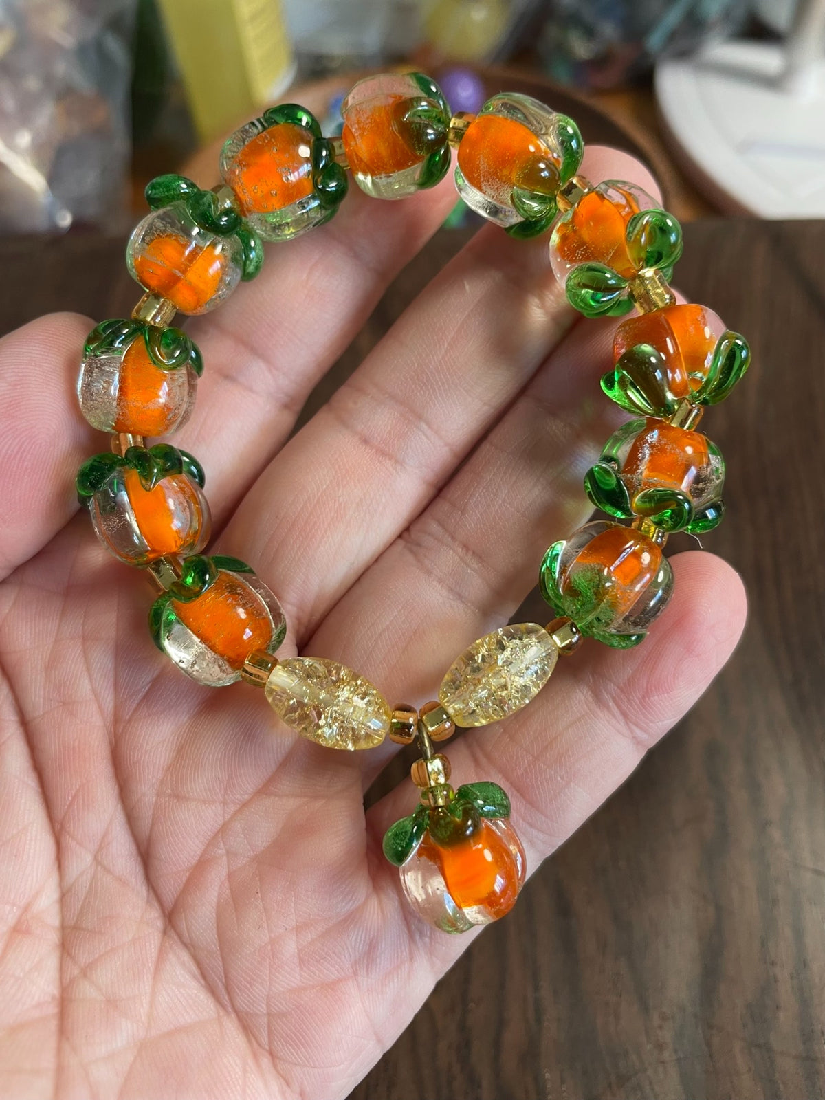 Dirsich-Glas-perlenarmband mit Anhänger