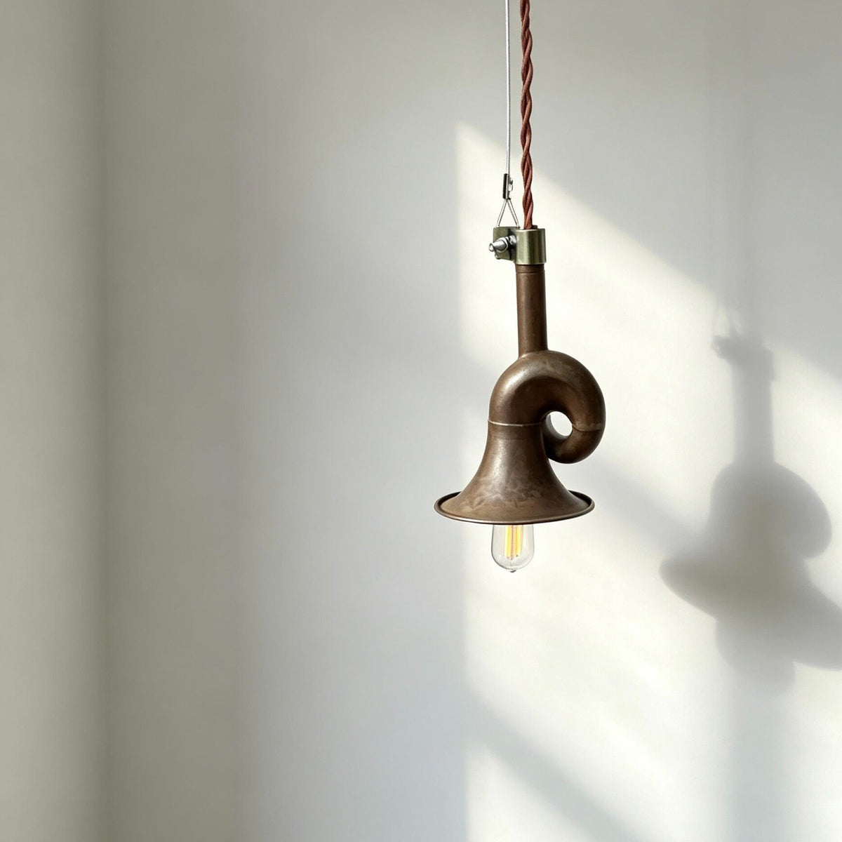 Vintage Metal Horn Pendant Light