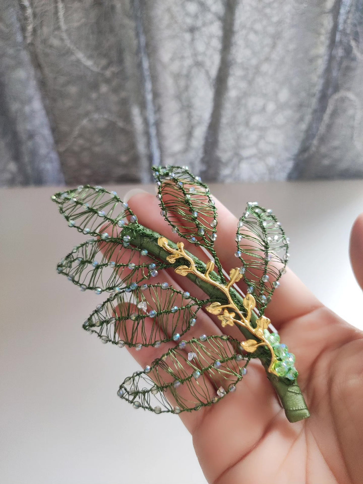Handwoven Leaf Hair Clip Side Pin