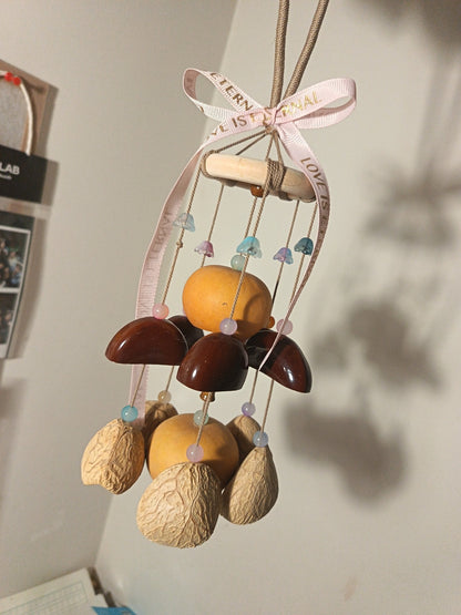 Natural Shell and Gourd Wind Chime with LOVE IS ETERNAL Ribbon