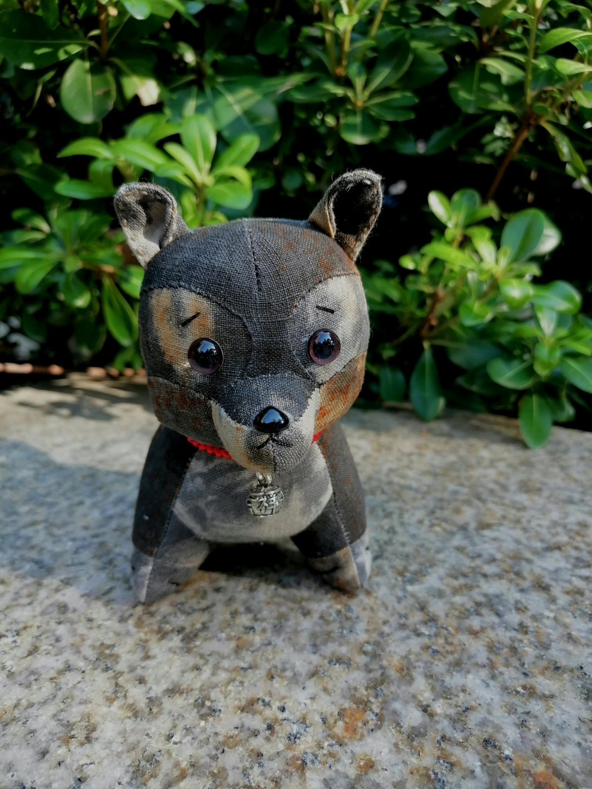 Woven Fabric Puppy Plush Figurine