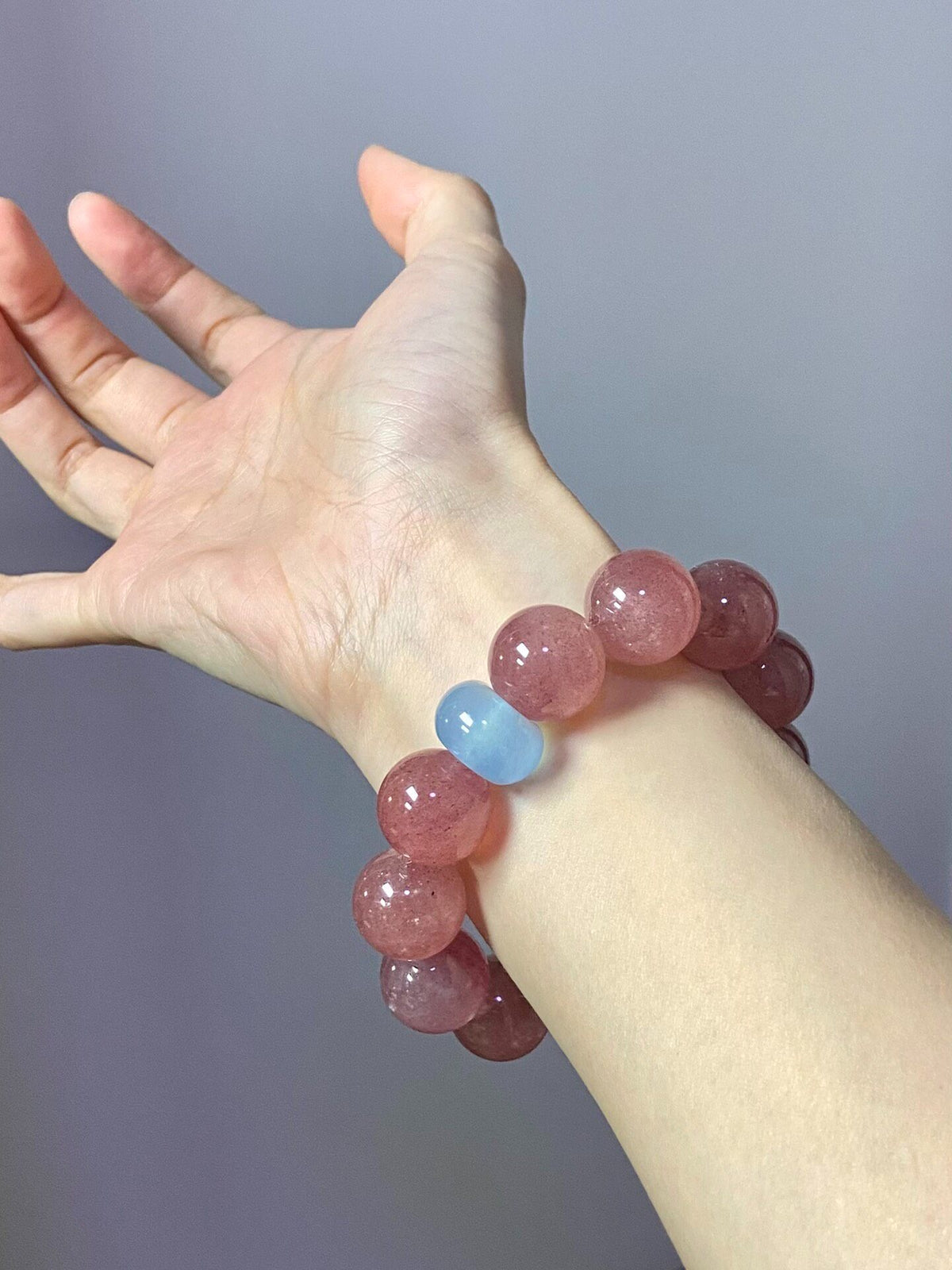 16mm Natural Strawberry Quartz Crystal Bracelet