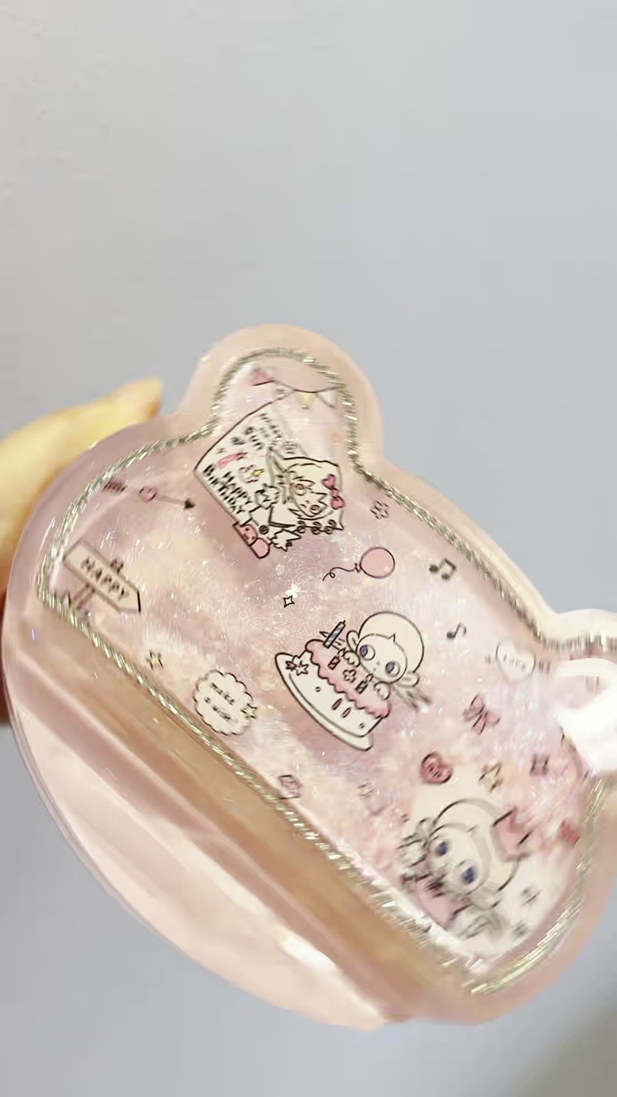 Pink Resin Bear Head Shaker Decoration
