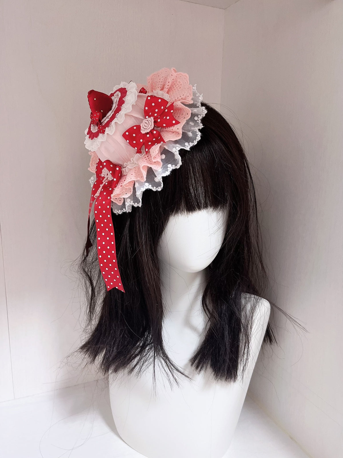 Pink Strawberry Lolita Mini Fascinator Hat