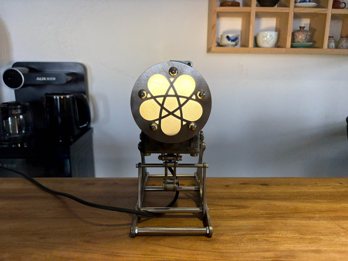 Industrial Desk Lamp with Repurposed Automotive Parts